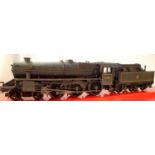 Hornby Class 5MT, 44986, Black, Early Crest, weathered, fitted self weighing tender, in very good to