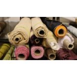 Ten rolls of curtain material, total L: 132 metres. Not available for in-house P&P, contact Paul O'