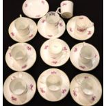 An early 20th century Portuguese set of ten coffee cans and saucers, no chips, cracks or visible