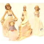 Four Nao girl figurines, tallest H: 27 cm. P&P Group 3 (£25+VAT for the first lot and £5+VAT for