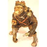 Steampunk style monkey, H: 21 cm. P&P Group 2 (£18+VAT for the first lot and £3+VAT for subsequent