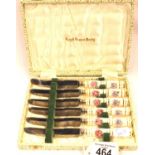 Cased set of tea knives with Royal Crown Derby porcelain handles. P&P Group 2 (£18+VAT for the first