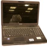 Toshiba satellite laptop, 2gb ram, operating system windows 10, with power supply and username