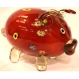 Murano glass pig, L: 18 cm. P&P Group 2 (£18+VAT for the first lot and £3+VAT for subsequent lots)