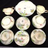 Twenty one piece Aynsley floral pattern ceramic tea set. Generally n chips, cracks or visible