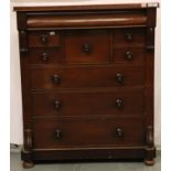 A Victorian Scottish mahogany chest, comprising five short above three long drawers with concealed