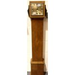 Oak cased Westminster chime grandmother clock in working order. Not available for in-house P&P,