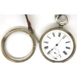 Silver open face pocket watch with subsidiary dial, working at lotting. P&P Group 1 (£14+VAT for the