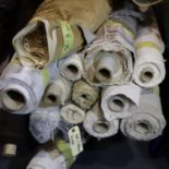 Twelve rolls of curtain material, total L: 125 metres. Not available for in-house P&P, contact