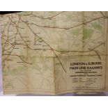 Sifton Praed & Co map of London and Suburbs Main Line railways 1933. P&P Group 1 (£14+VAT for the