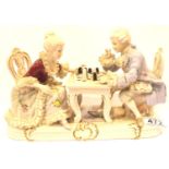 Dresden playing chess figurine, L: 26 cm. No cracks, chips or visible restoration. P&P Group 3 (£