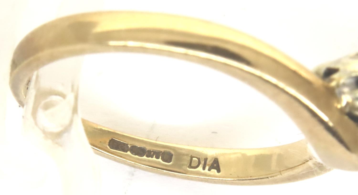 9ct gold diamond set ring, size L/M, 2.3g. P&P Group 1 (£14+VAT for the first lot and £1+VAT for - Image 3 of 3