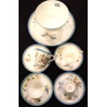 Royal Worcester late 19th / early 20th century part tea service, comprising four cups with