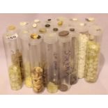 Twenty tubes of mixed buttons. Not available for in-house P&P, contact Paul O'Hea at Mailboxes on