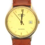 Rotary; 9ct gold quartz wristwatch with inscription to verso. Requires battery, working at