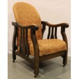 An early 20th century mahogany framed Easy chair. Not available for in-house P&P, contact Paul O'Hea