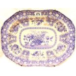 Large 18th/19th century Spode meat platter, 47 x 36 cm. Crazed otherwise no cracks, chips or visible