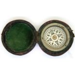 Small antique floating compass, D: 40 mm. Not available for in-house P&P, contact Paul O'Hea at
