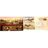 Two presentation stamp packs; The Great Tudors Henry VII and The Battle of Britain Memorial