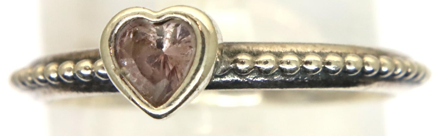 925 silver heart ring by Pandora, size L/M, boxed. P&P Group 1 (£14+VAT for the first lot and £1+VAT