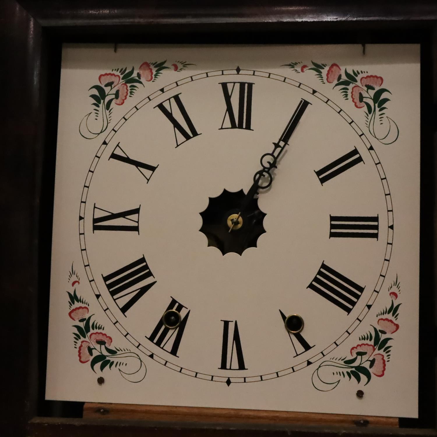 Seven day American Jerome & Co chiming wall clock in working order with key and pendulum, 76 x 43 - Image 2 of 4