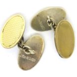 9ct gold on silver oval cufflinks, combined 10.9g. P&P Group 1 (£14+VAT for the first lot and £1+VAT