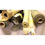 Seven rolls of curtain material, total L: 39 metres. Not available for in-house P&P, contact Paul