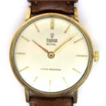 Rolex; 9ct gold gents Tudor Royal wristwatch, working at lotting. P&P Group 1 (£14+VAT for the first