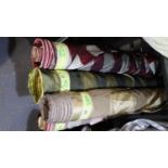 Four rolls of curtain material, total L: 72 metres. Not available for in-house P&P, contact Paul O'