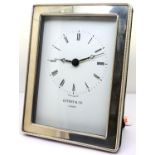 Kitney & Co London silver mantel clock, working at lotting, L: 15 cm. P&P Group 1 (£14+VAT for the