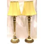 A pair of contemporary table lamps with shades, H: 90 cm (including shades), European plug. Not