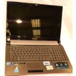 Asus N53J laptop, intel core I3 operating windows seven home premium, with Bang & Olufsen audio,