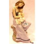 Nao large ceramic Mother and Daughter, model no 1297, H: 36 cm. No chips, cracks or visible
