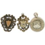 Three silver watch chain fobs, combined 22g. P&P Group 1 (£14+VAT for the first lot and £1+VAT for