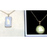 Two boxed Wedgwood silver pendant necklaces, L: 52 cm. P&P Group 1 (£14+VAT for the first lot and £
