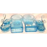 Collection of 20th century blue glass, including four Edinburgh crystal swans. P&P Group 3 (£25+