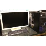 Custom built PC running Windows 7 in Cooler Master tower with Prolite 27'' monitor, keyboard and