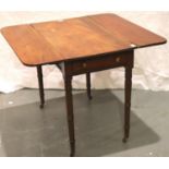 A 19th century mahogany Pembroke table, drop leaf with single drawer, 90 x 84 x 70 cm H (open).