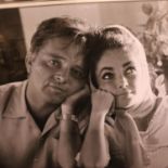 Elizabeth Taylor and Richard Burton signatures in a large framed montage, 62 x 69 cm, with online