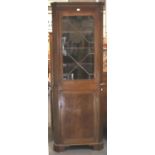 A 19th century mahogany corner cabinet with single astragal glazed door and solid cupboard, 76 x 213