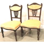 A pair of Edwardian mahogany framed parlour chairs. Not available for in-house P&P, contact Paul O'