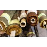 Five rolls of curtain material, total L: 58 metres. Not available for in-house P&P, contact Paul O'