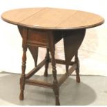 Small oak single drawer dropleaf table, 87 x 62 x 67 cm H. Not available for in-house P&P, contact