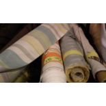 Four rolls of curtain material, total L: 28 metres. Not available for in-house P&P, contact Paul O'