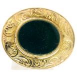 19th century 9ct gold swivel brooch mounted with bloodstone and carnelian, marks rubbed, L: 3 cm,