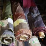 Three rolls of curtain material, total L: 50 metres. Not available for in-house P&P, contact Paul