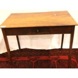 A 19th century mahogany side table with single drawer and tapered supports, 92 x 58 x 77 cm H. Not