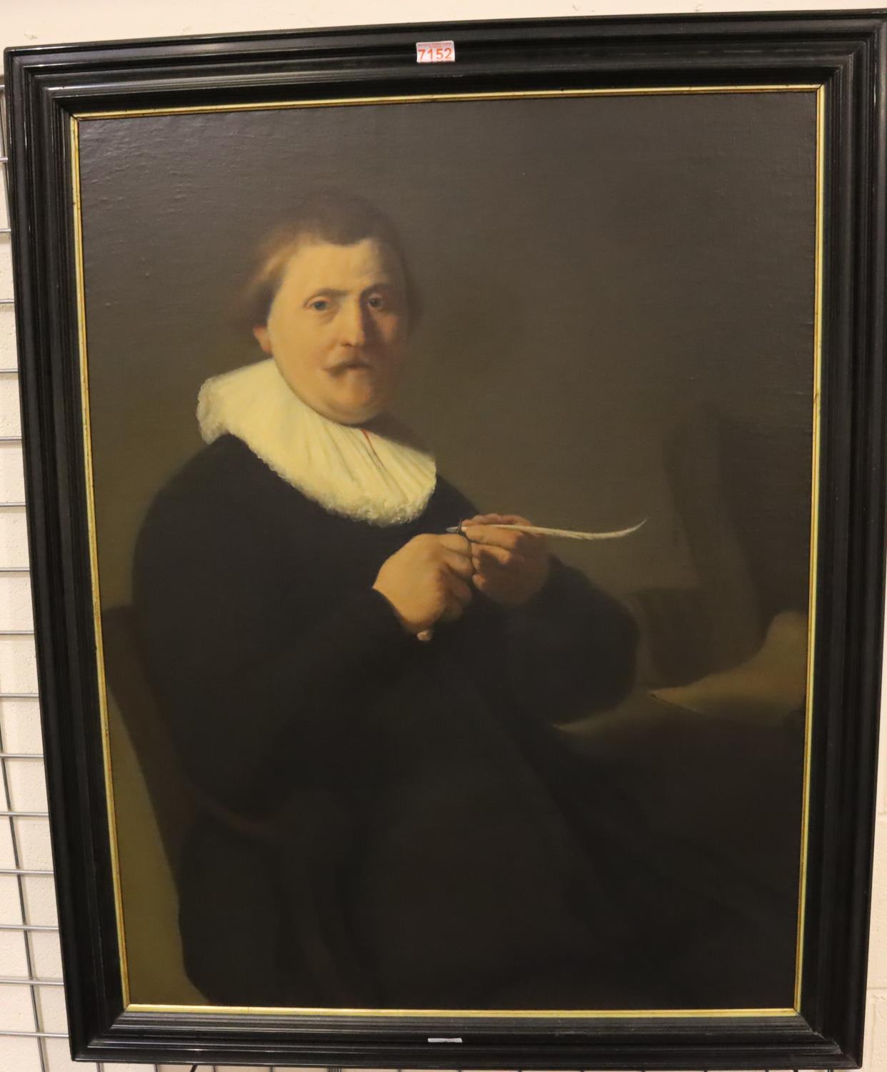 In the manner of Rembrandt; Dutch 18th century oil on board of a lawyer, cleaned and reframed, 77 - Image 2 of 3