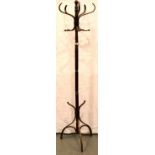 An early 20th century bentwood coat stand, H: 184 cm. Not available for in-house P&P, contact Paul