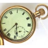 Gold plated full hunter pocket watch, not working at lotting. P&P Group 1 (£14+VAT for the first lot